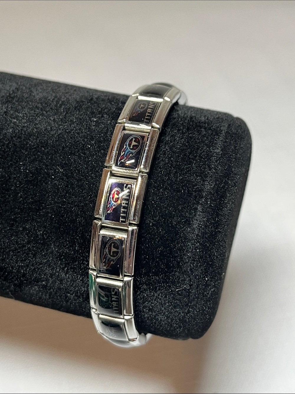 Italian charm bracelet featuring Tennessee Titans team logos and wordmarks